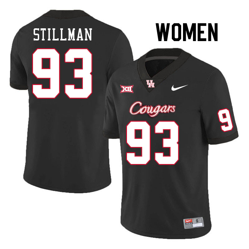 Women #93 Xavier Stillman Houston Cougars College Football Jerseys Stitched-Black